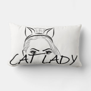 Peeking Cat Lady Lumbar Cushion
