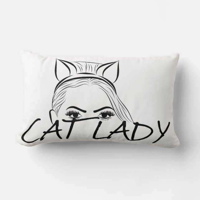 Peeking Cat Lady Lumbar Cushion (Front)