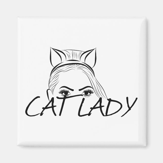 Peeking Cat Lady Magnet (Front)