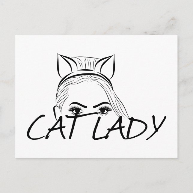 Peeking Cat Lady Postcard (Front)