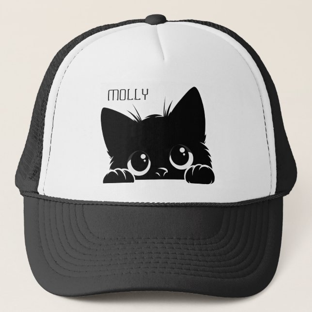 Peeking Cat Personalise Trucker Hat (Front)