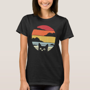 PEEKING CAT RETRO VINTAGE SUNSET STYLE KITTY T-Shirt