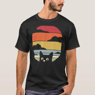 PEEKING CAT RETRO VINTAGE SUNSET STYLE KITTY T-Shirt
