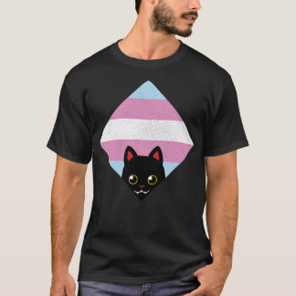 Peeking Cat Trans Square Flag by Tobe Fonseca T-Shirt