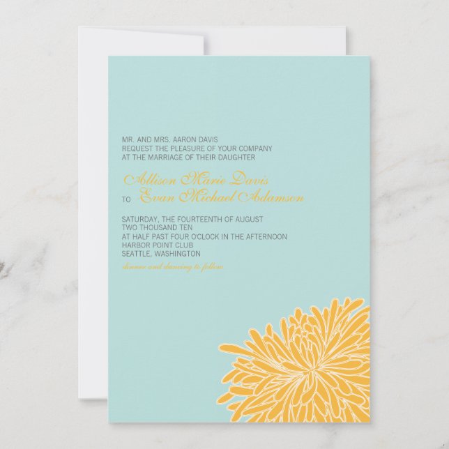 Peeking Chrysanthemum Wedding Invitation (Front)