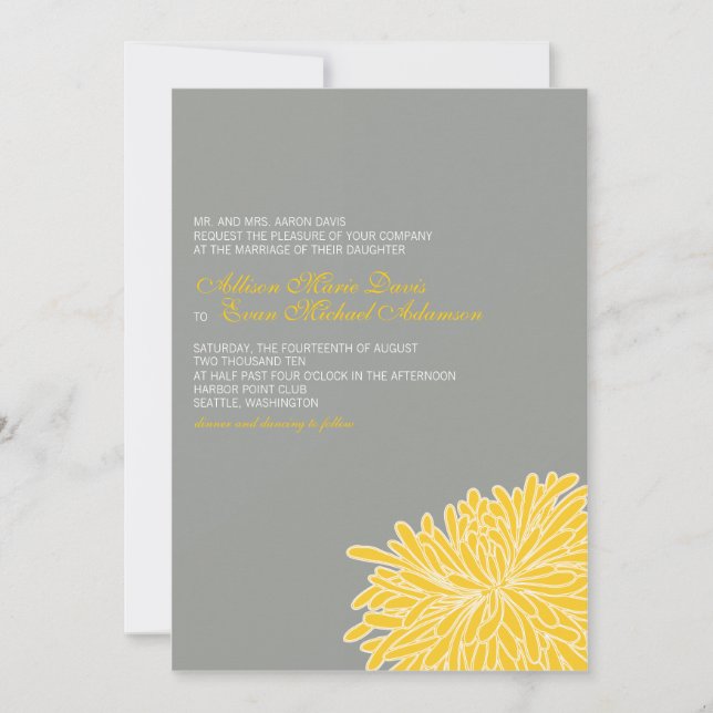 Peeking Chrysanthemum Wedding Invitation (Front)