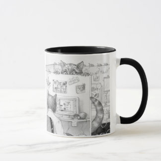 Peeking Cubicle Cat Mug