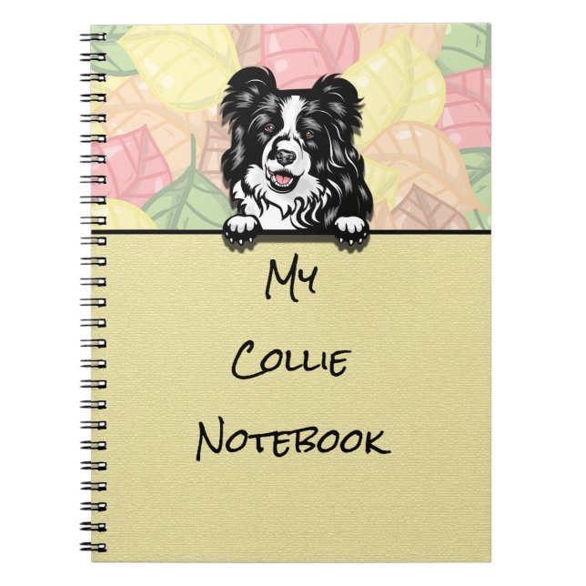 Peeking Cute Black Border Collie notebook (Front)