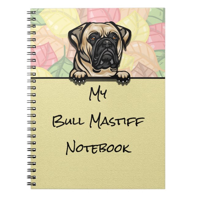 Peeking Cute Bull Mastiff notebook (Front)