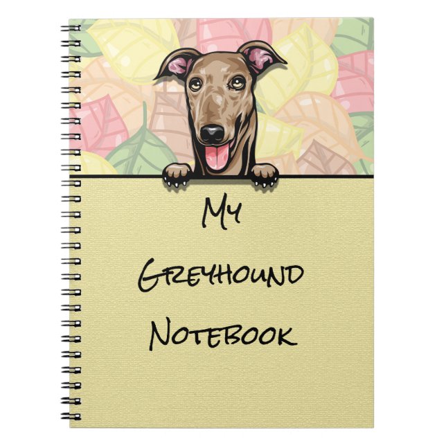 Peeking Cute Greyhound notebook (Front)