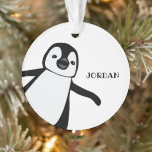 Peeking cute penguin black white Personalised Ornament