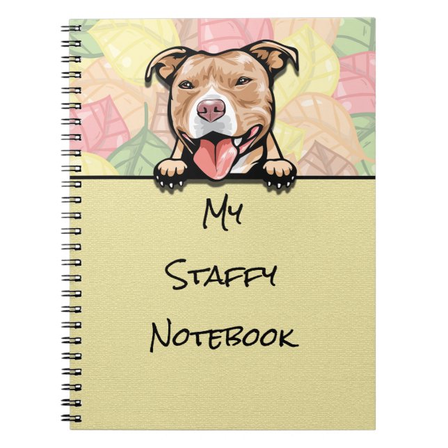 Peeking Cute Staffy, light brown, notebook (Front)