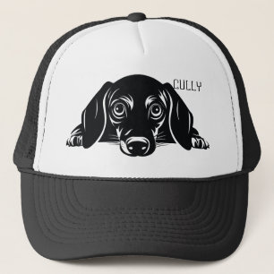 Peeking Dachshund Dog. Personalise Trucker Hat