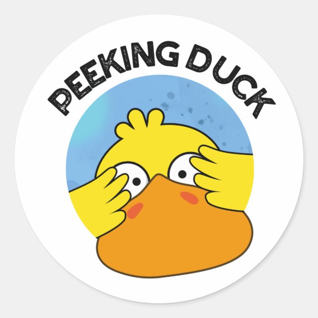 Peeking Duck Funny Animal Chinese Dish Pun  Classic Round Sticker (Front)