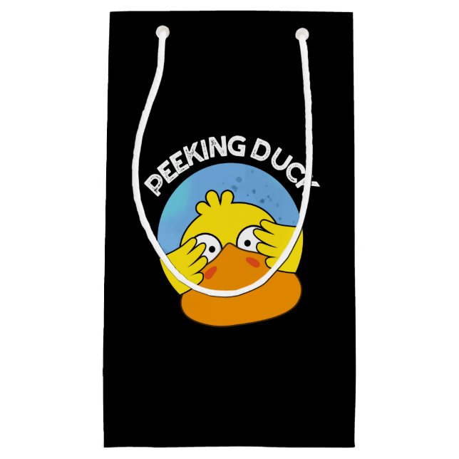 Peeking Duck Funny Animal Chinese Dish Pun Dark BG Small Gift Bag (Front)