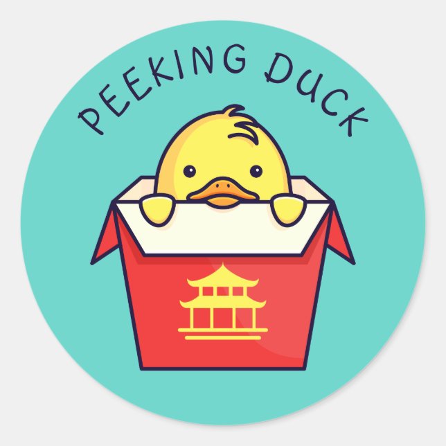 Peeking Duck Pun Classic Round Sticker (Front)