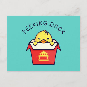 Peeking Duck Pun Postcard