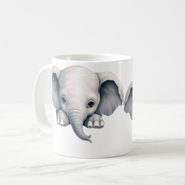 Peeking Elephant Coffee Mug (Front Left)