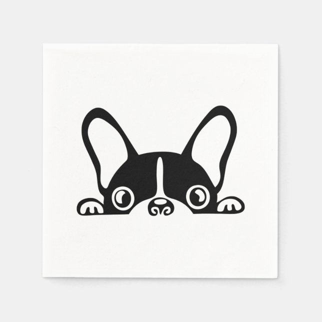 Peeking french bulldog napkin (Front)