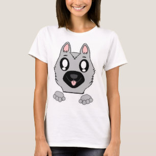 peeking german shepherd black and silver T-Shirt