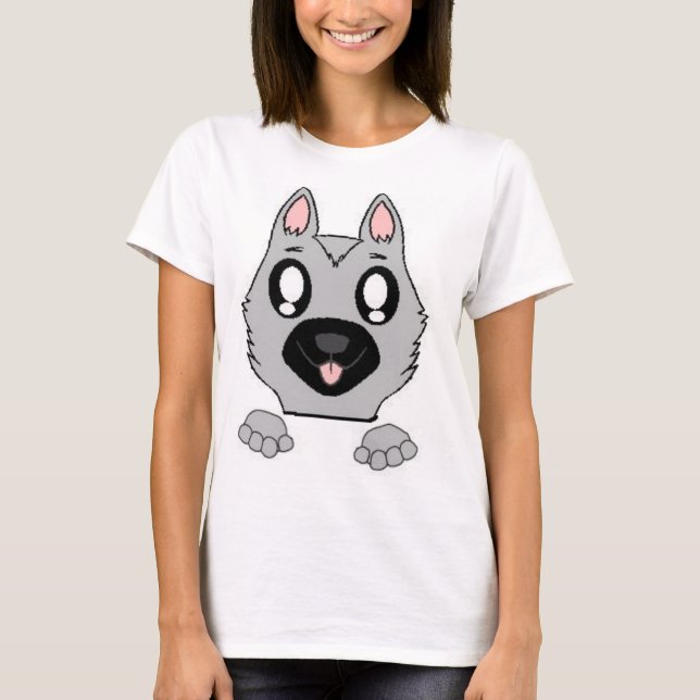 peeking german shepherd black and silver T-Shirt (Front)