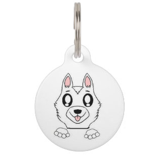 peeking german shepherd white pet tag