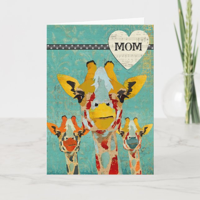 Peeking Giraffes  Mother's Day Card (Front)
