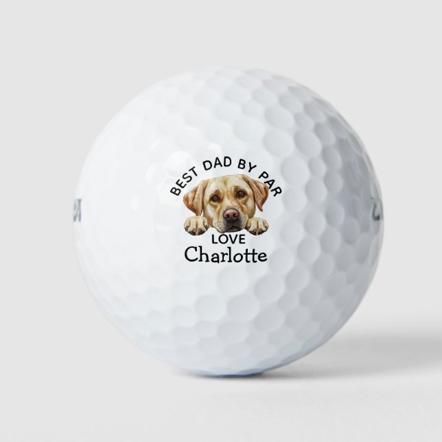 Peeking Golden Labrador Puppy Theme Golf Balls (Front)