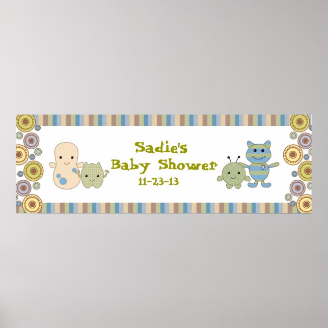Peeking Monsters Baby Shower Banner Poster (Front)