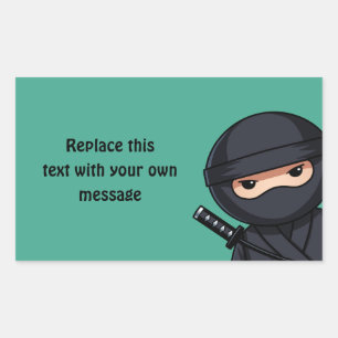 Peeking Ninja on Green Rectangular Sticker