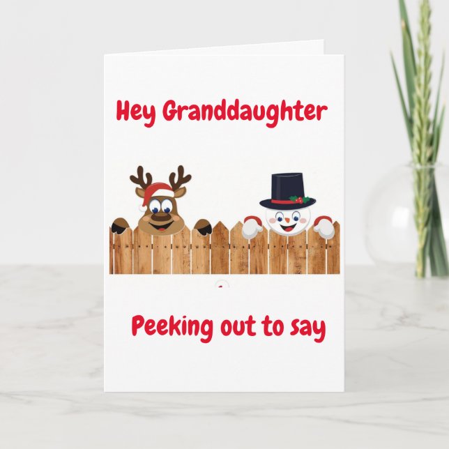 PEEKING OUT TO SAY *MERRY CHRISTMAS* GRANDDAUGHTER HOLIDAY CARD (Front)