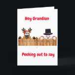PEEKING OUT TO SAY *MERRY CHRISTMAS* GRANDSON HOLIDAY CARD<br><div class="desc">THANKS FOR STOPPING BY 1 OF MY 8 STORES and HAPPY HOLIDAYS TO YOU!</div>