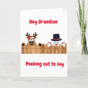 PEEKING OUT TO SAY *MERRY CHRISTMAS* GRANDSON HOLIDAY CARD