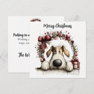 Peeking Pup & Holiday Wreath Card