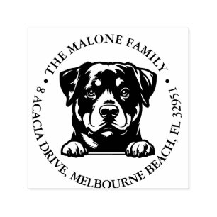Peeking Rockweiler Puppy Personalised Theme Self-inking Stamp