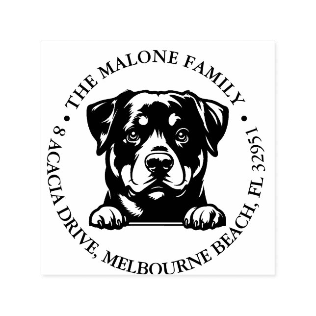 Peeking Rockweiler Puppy Personalised Theme  Self-inking Stamp (Design)