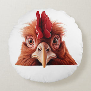Peeking Rooster Round Cushion