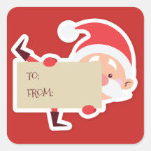 Peeking Santa christmas Gift Sticker