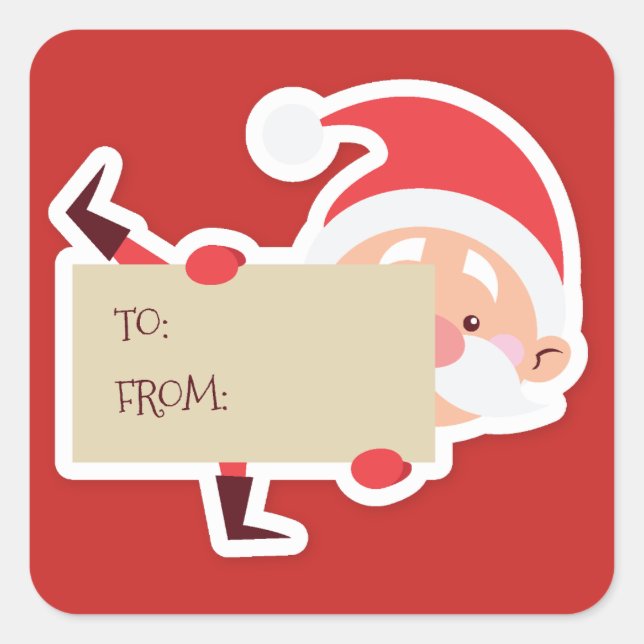 Peeking Santa christmas Gift Sticker (Front)