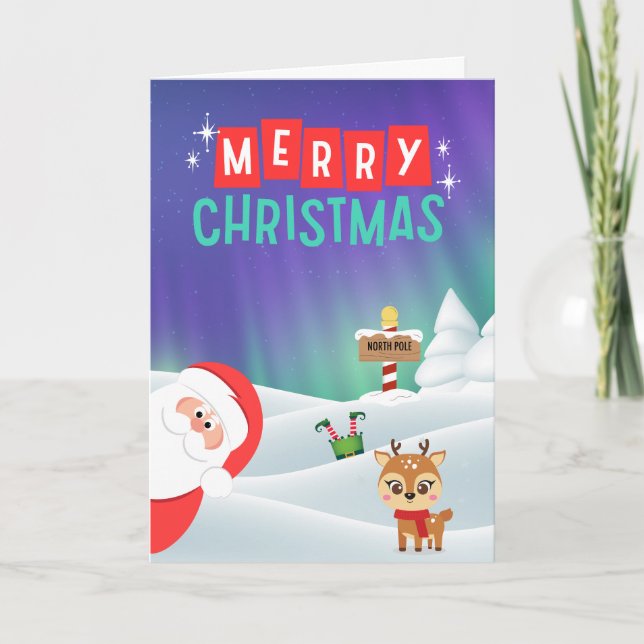 Peeking Santa  Holiday Card (Front)