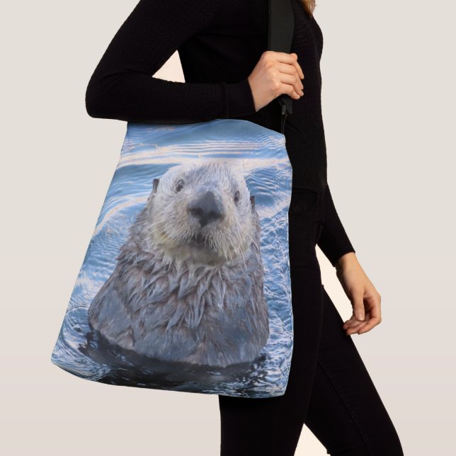 Peeking Sea Otter Crossbody Bag (Close Up)