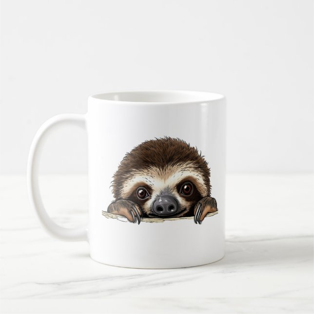Peeking Sloth Coffee Mug (Left)