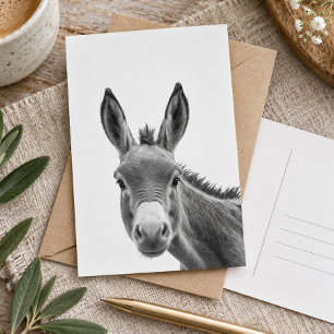 Peeking Sneaky Donkey Cute  Postcard