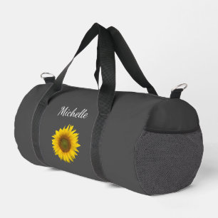 Peeking Sunflower Botanical Classic Grey Duffle Bag