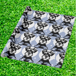 Peeking Terrier Blue Personalised Theme  Wrapping Paper