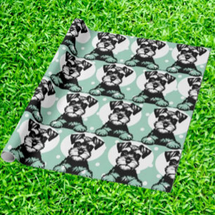 Peeking Terrier Green Personalised Theme Wrapping Paper