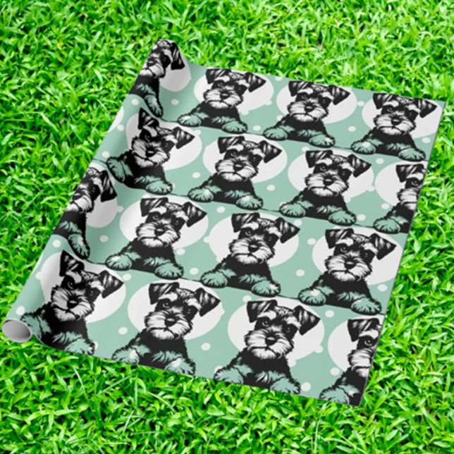 Peeking Terrier Green Personalised Theme  Wrapping Paper (Wrap your gifts with love using Terrier Green Wrapping Paper. Charming terrier designs add a special)