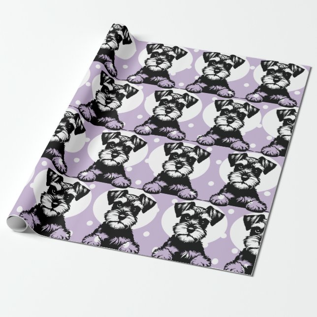 Peeking Terrier Purple Personalised Theme  Wrapping Paper (Unrolled)