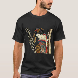 Peeking Ukiyo-e geisha - Konnichiwa! T-Shirt