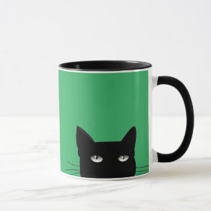 PEEKING UP BLACK CAT COFFEE MUG